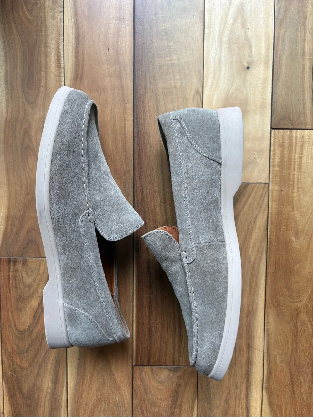 Lands' End Suede Slip-On Loafers in Light Gray